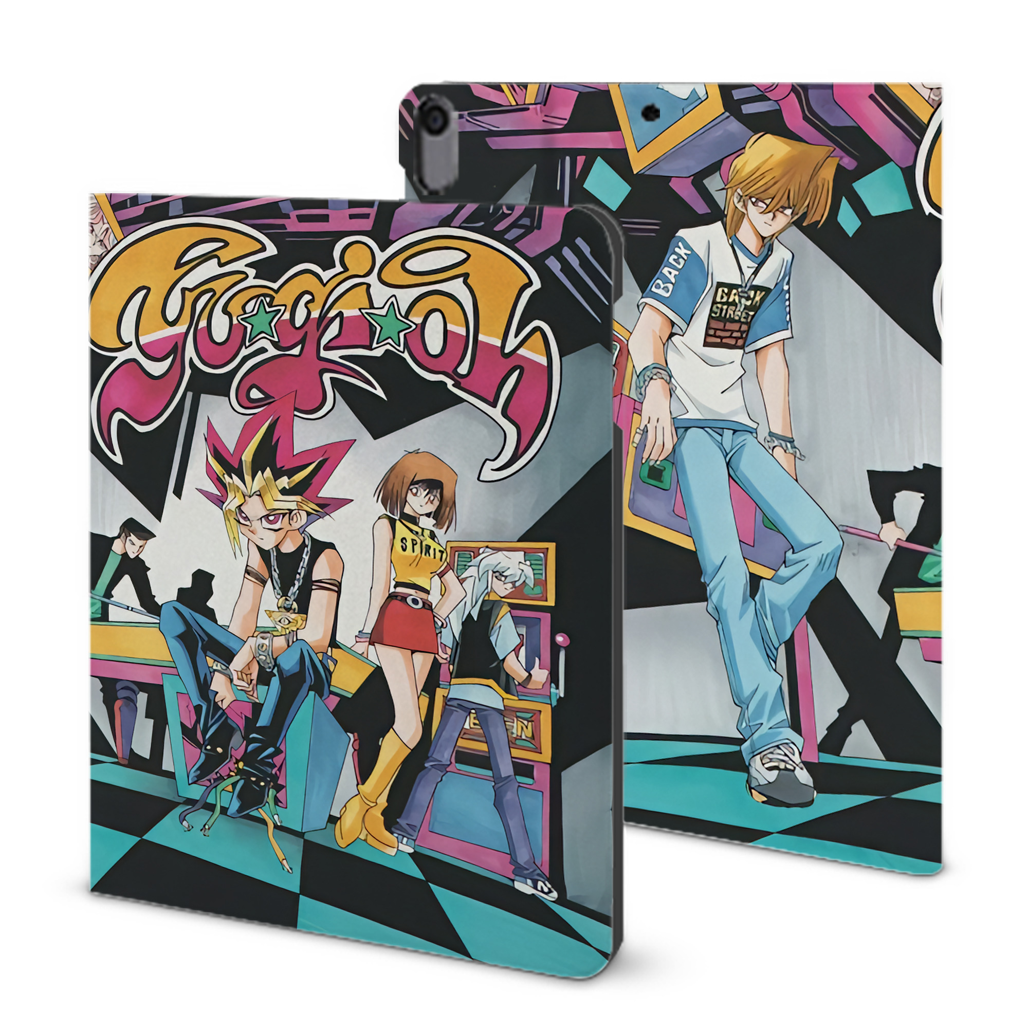 （画像用） 遊☆戯☆王 Yu-Gi-Oh! IPad ケース ブック型 PUレザー TPU 耐衝撃 軽量 薄型 ペン収納なし 全面保護 IPad 各モデル対応